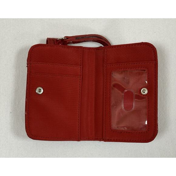 Red Faux Croc Leather Liz Claiborne Wallet ID case Wristlet Gator Snake - Picture 3 of 4
